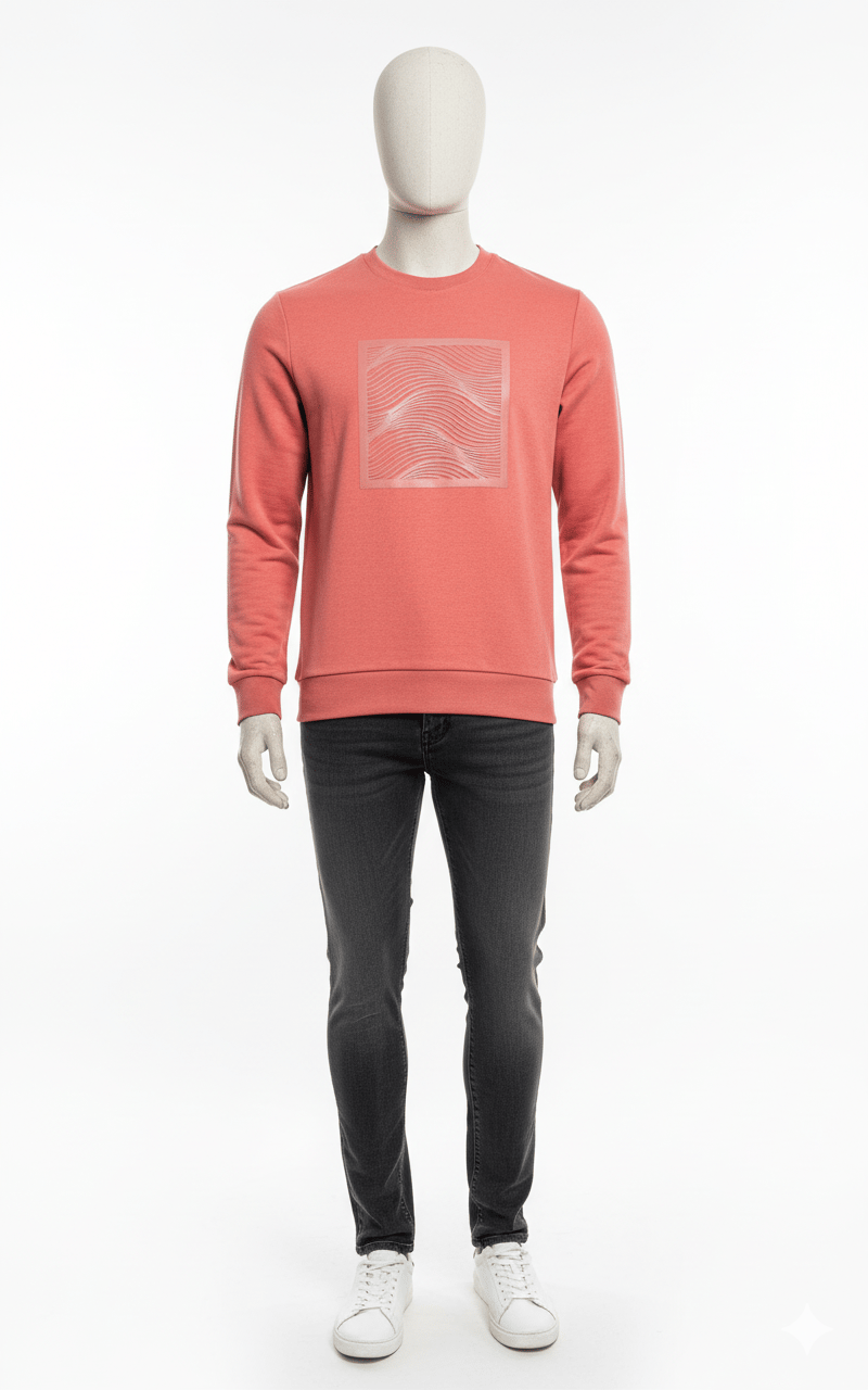 Erkek Regular Fit 3 İplik Enjeksiyon Baskı Bisiklet Yaka Sweatshirt