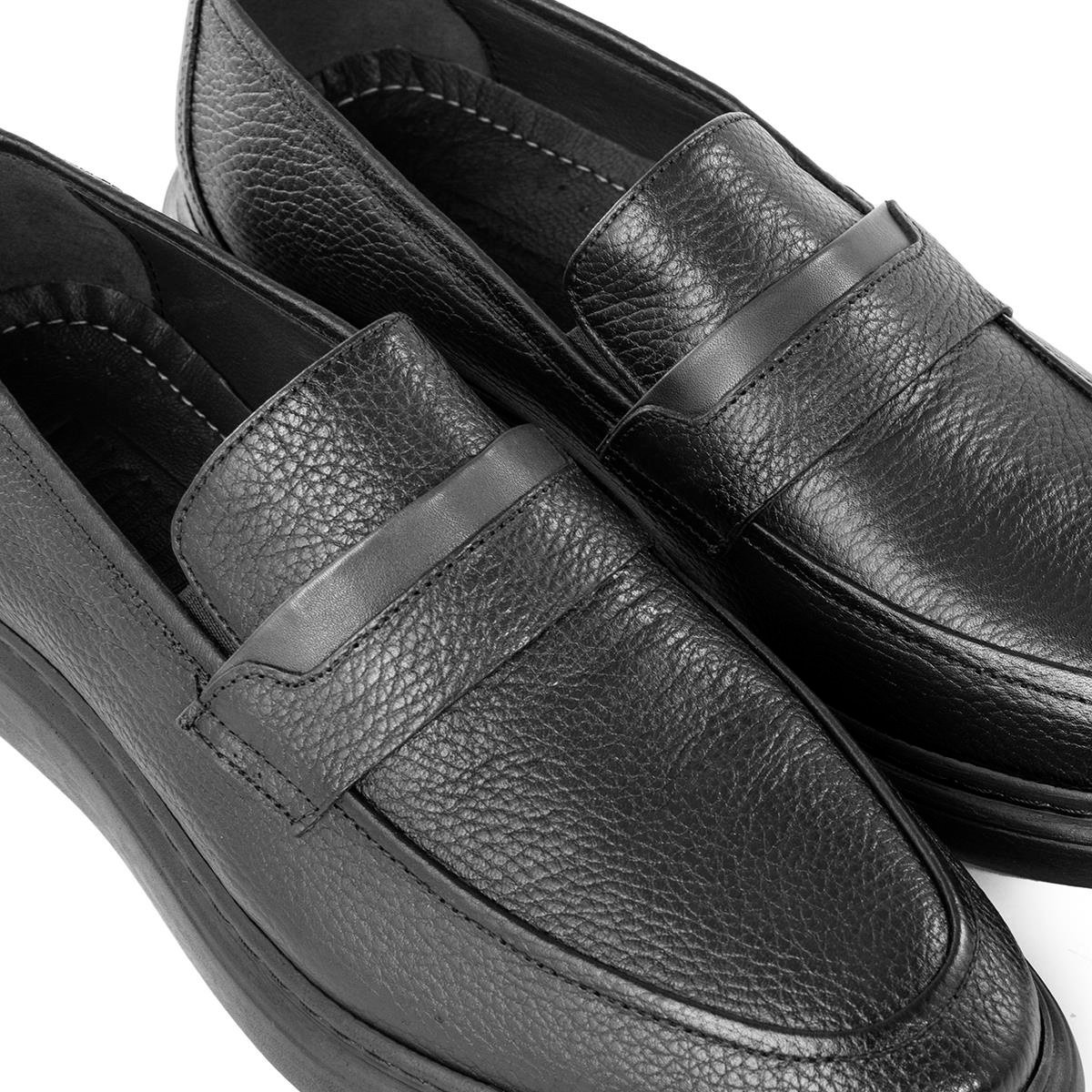 Frio Hakiki Deri Erkek Günlük Loafer Ayakkabı - Siyah