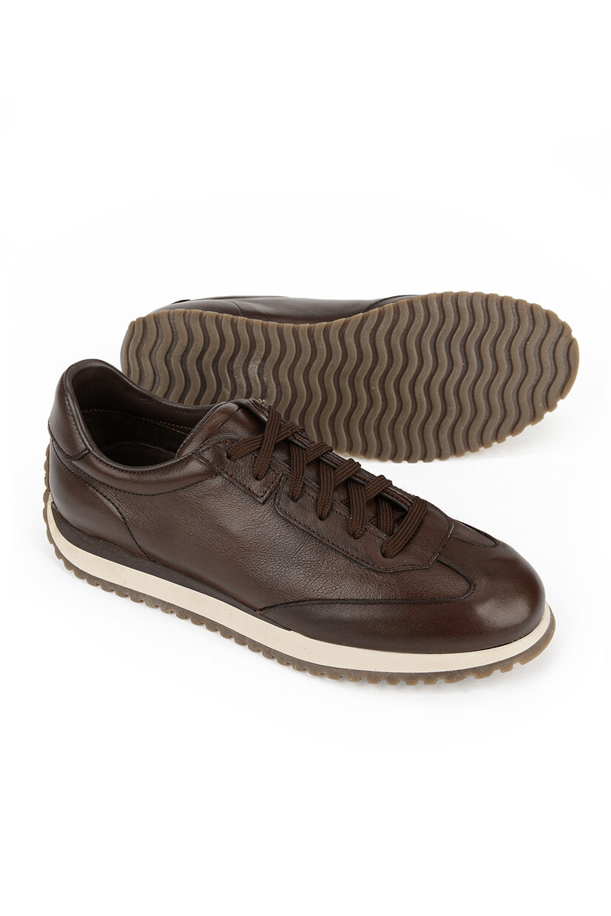 Hakiki Deri Erkek Sneaker Ayakkabı – KAHVERENGİ