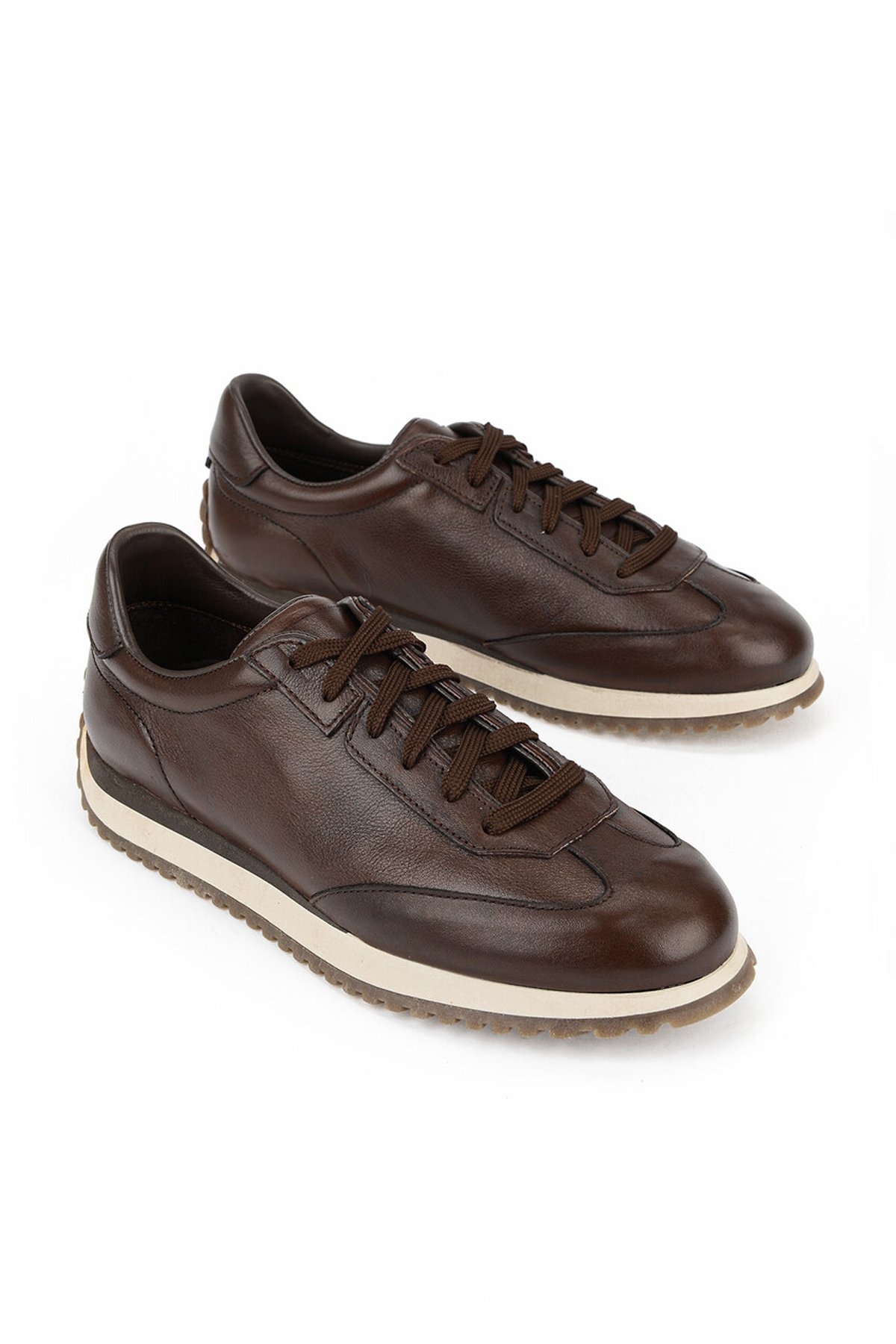Hakiki Deri Erkek Sneaker Ayakkabı – KAHVERENGİ