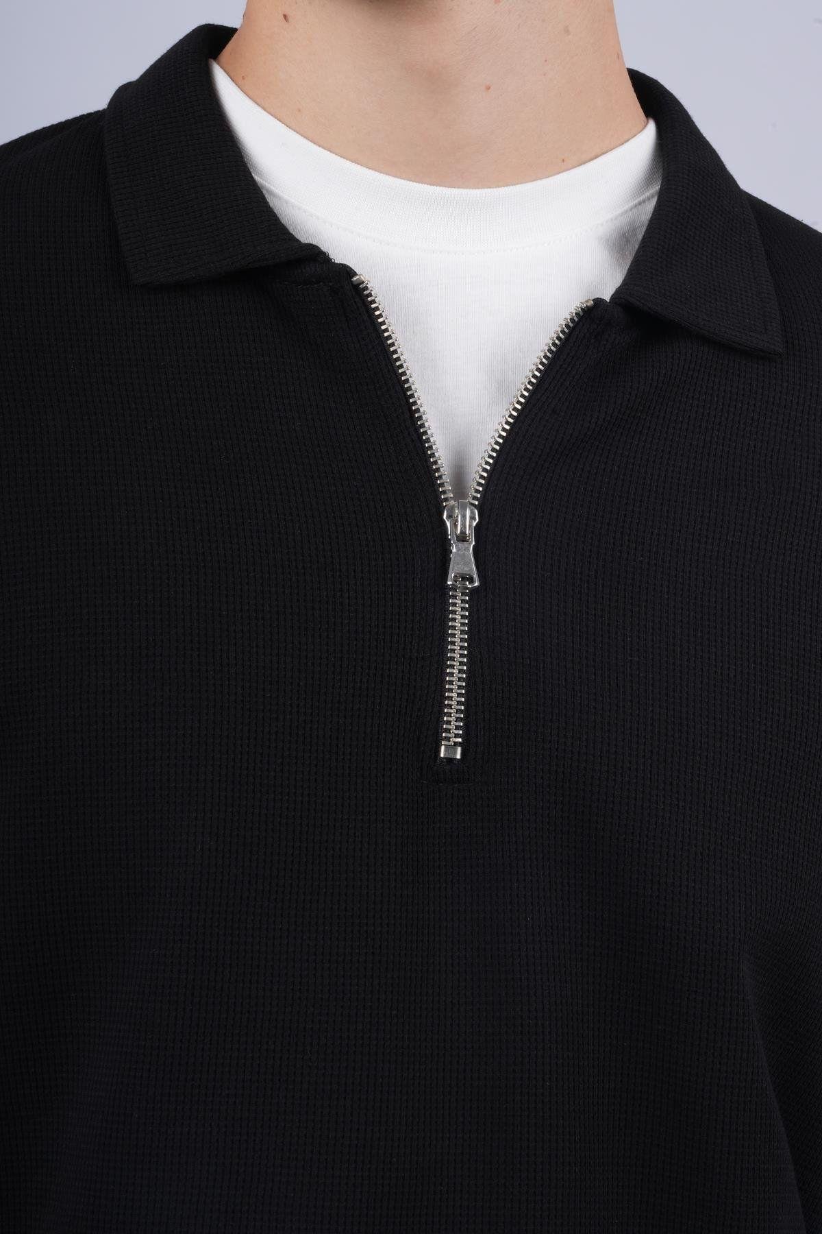 JS Polo Yaka Fermuarlı J Waffle Sweat