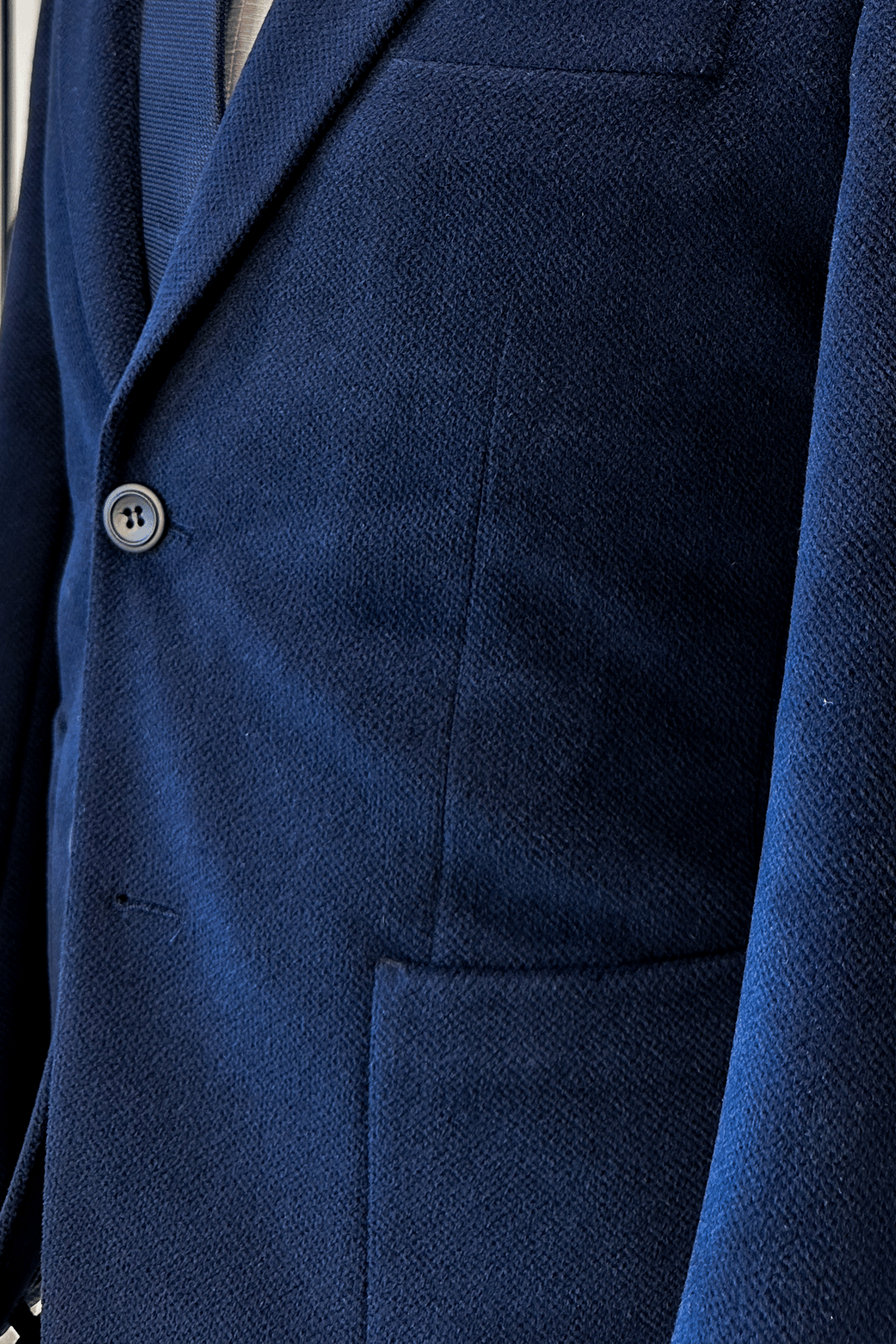 Slim Fit Çift Düğme Torba Cep Kadife Lacivert Erkek Ceket