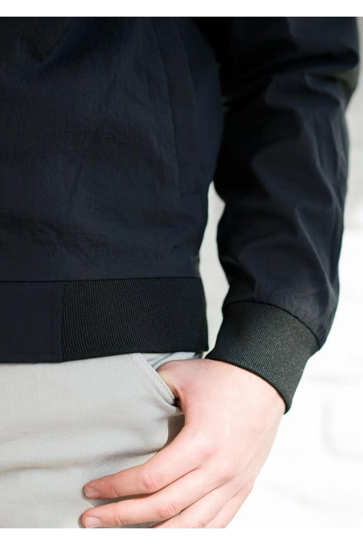 Slimfit Krinkle Kumaş Kolej Yaka Astarlı Baharlık Mont