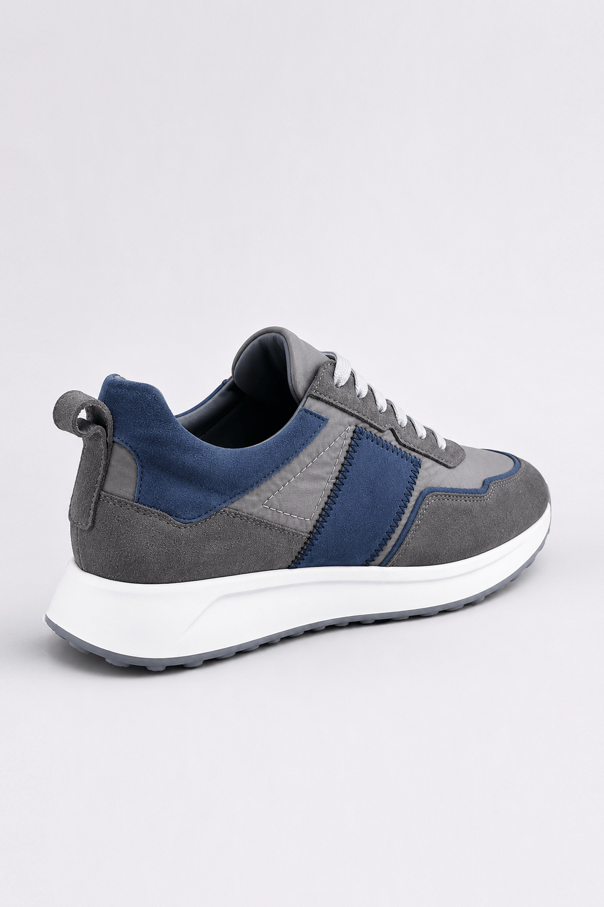 Süet Detaylı Hakiki Deri Erkek Sneaker -  EVA Taban - GRİ