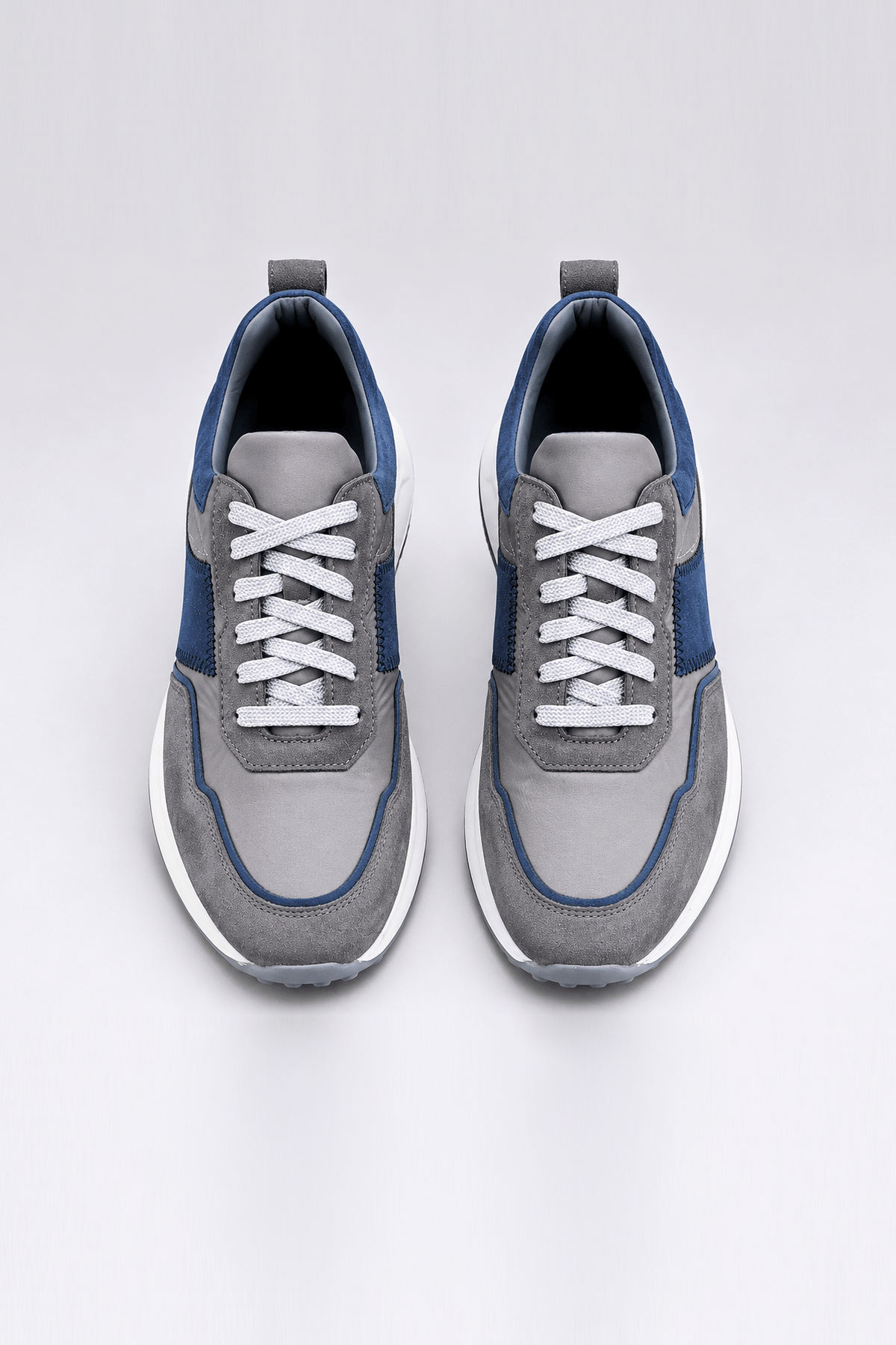 Süet Detaylı Hakiki Deri Erkek Sneaker -  EVA Taban - GRİ
