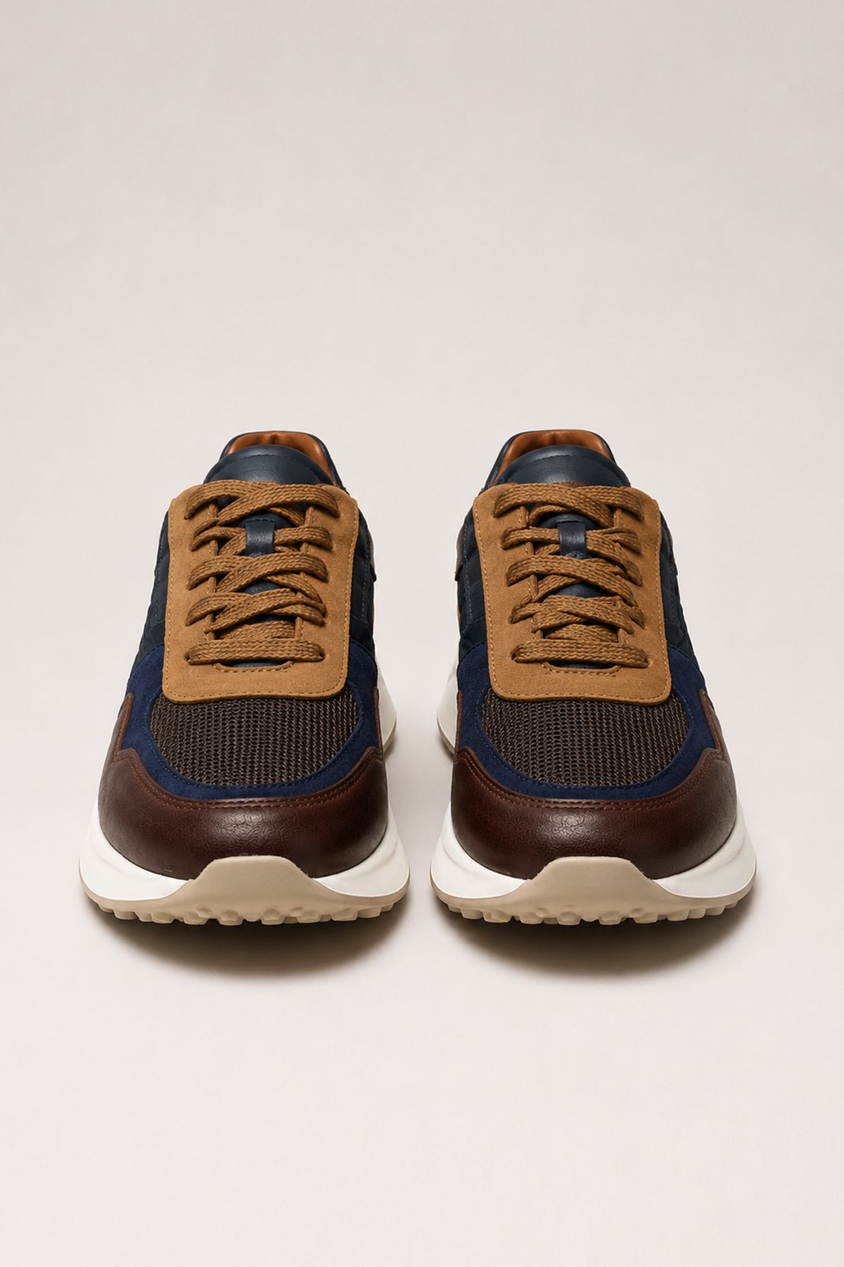 Süet Detaylı Hakiki Deri Erkek Sneaker -  EVA Taban - KAHVERENGİ