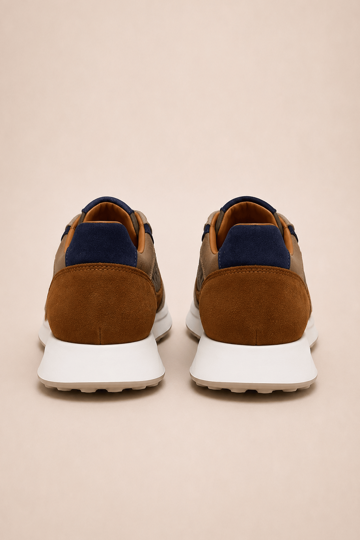 Süet Detaylı Hakiki Deri Erkek Sneaker -  EVA Taban - KUM