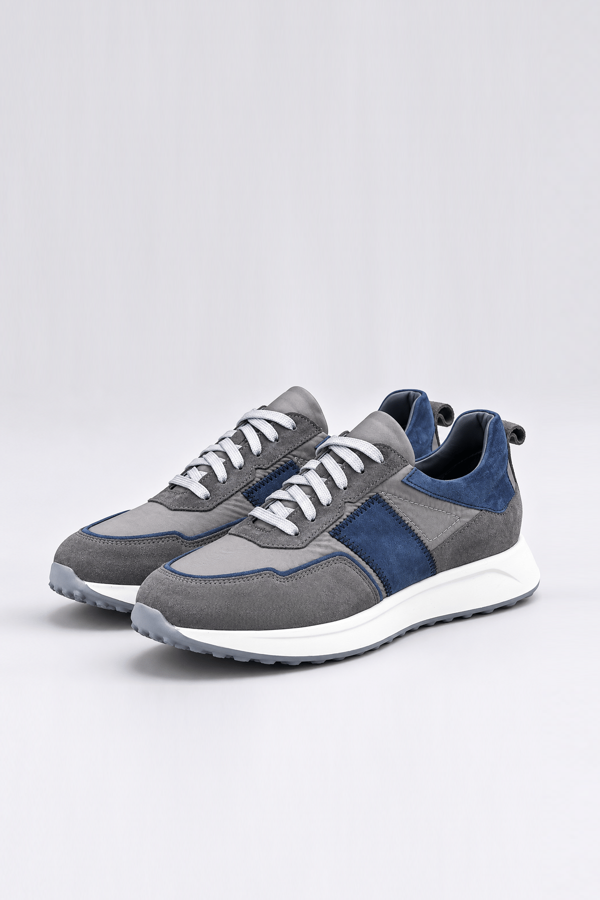 Süet Detaylı Hakiki Deri Erkek Sneaker -  EVA Taban - GRİ