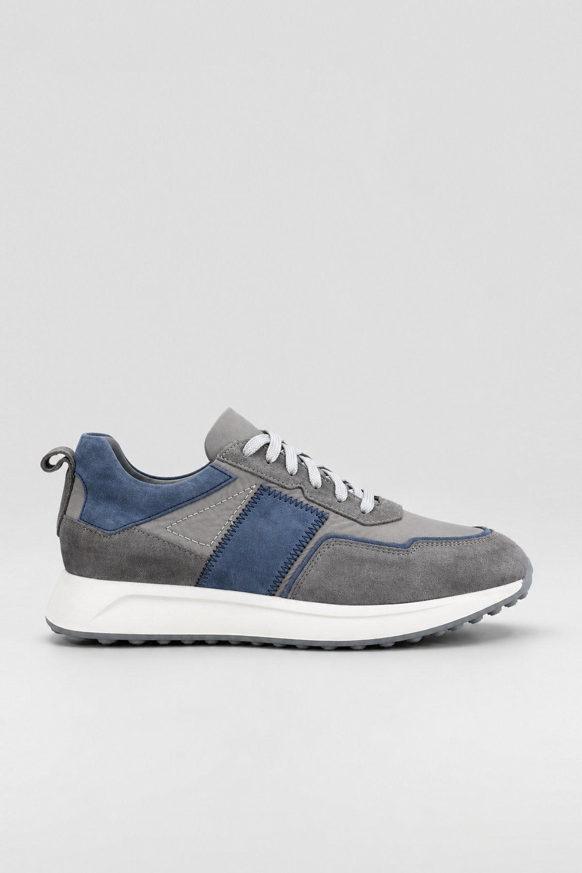 Süet Detaylı Hakiki Deri Erkek Sneaker -  EVA Taban - GRİ