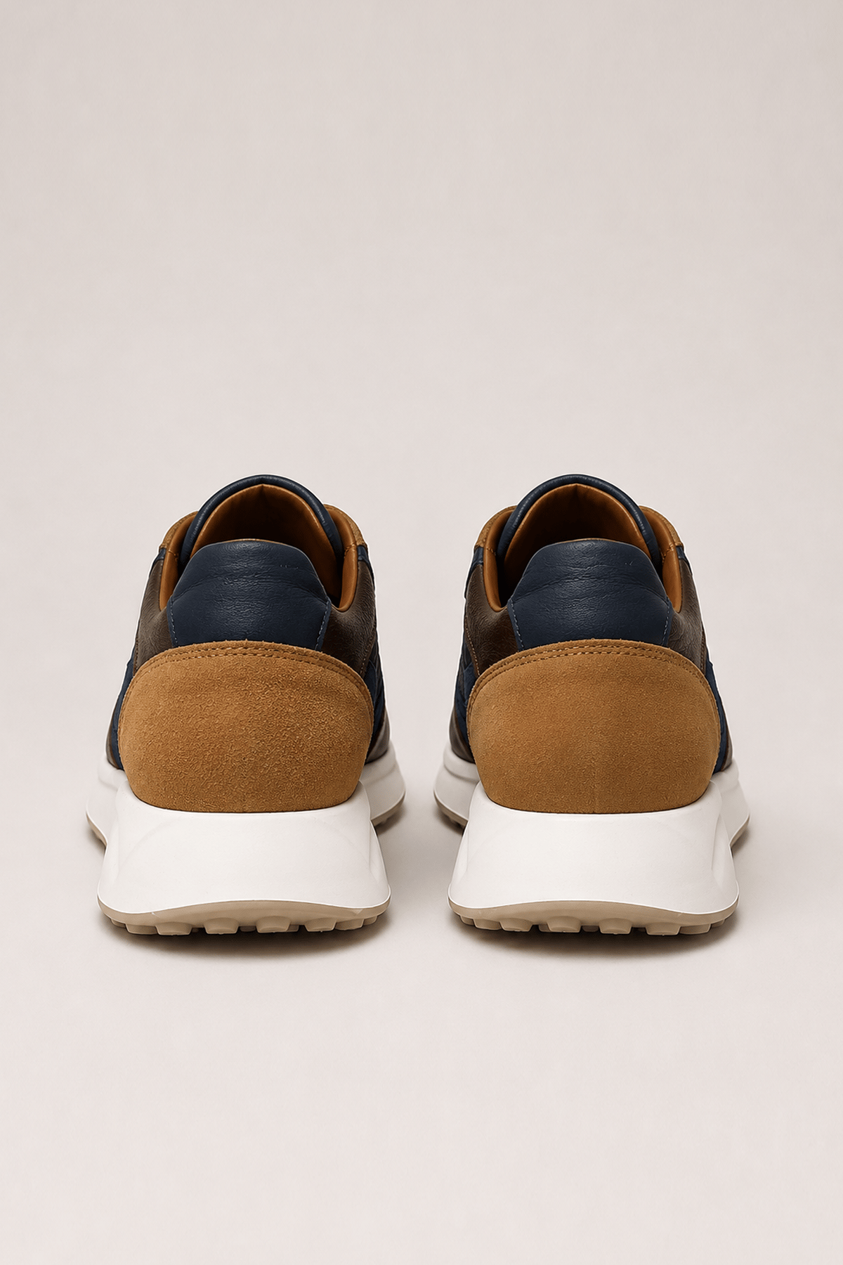 Süet Detaylı Hakiki Deri Erkek Sneaker -  EVA Taban - KAHVERENGİ