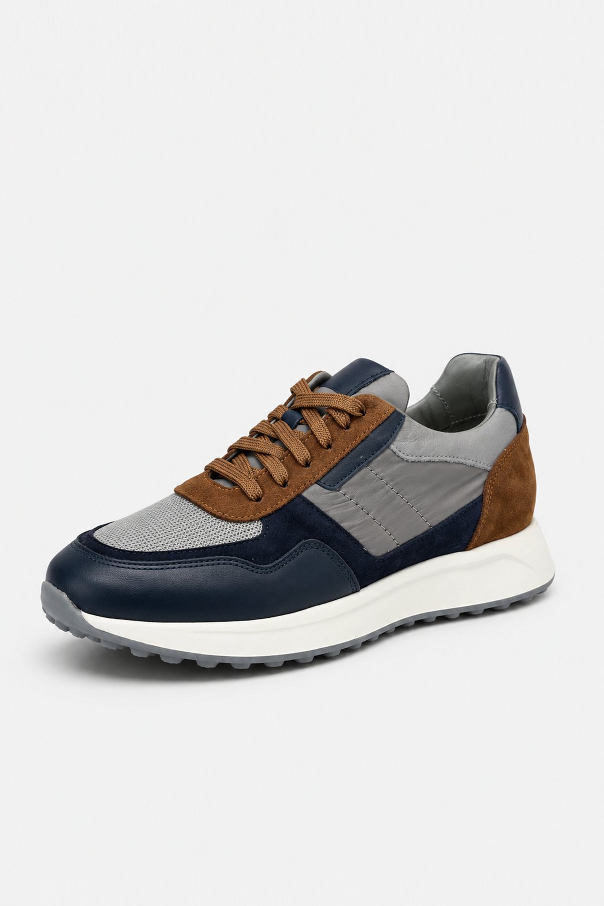 Süet Detaylı Hakiki Deri Erkek Sneaker -  EVA Taban - LACİVERT