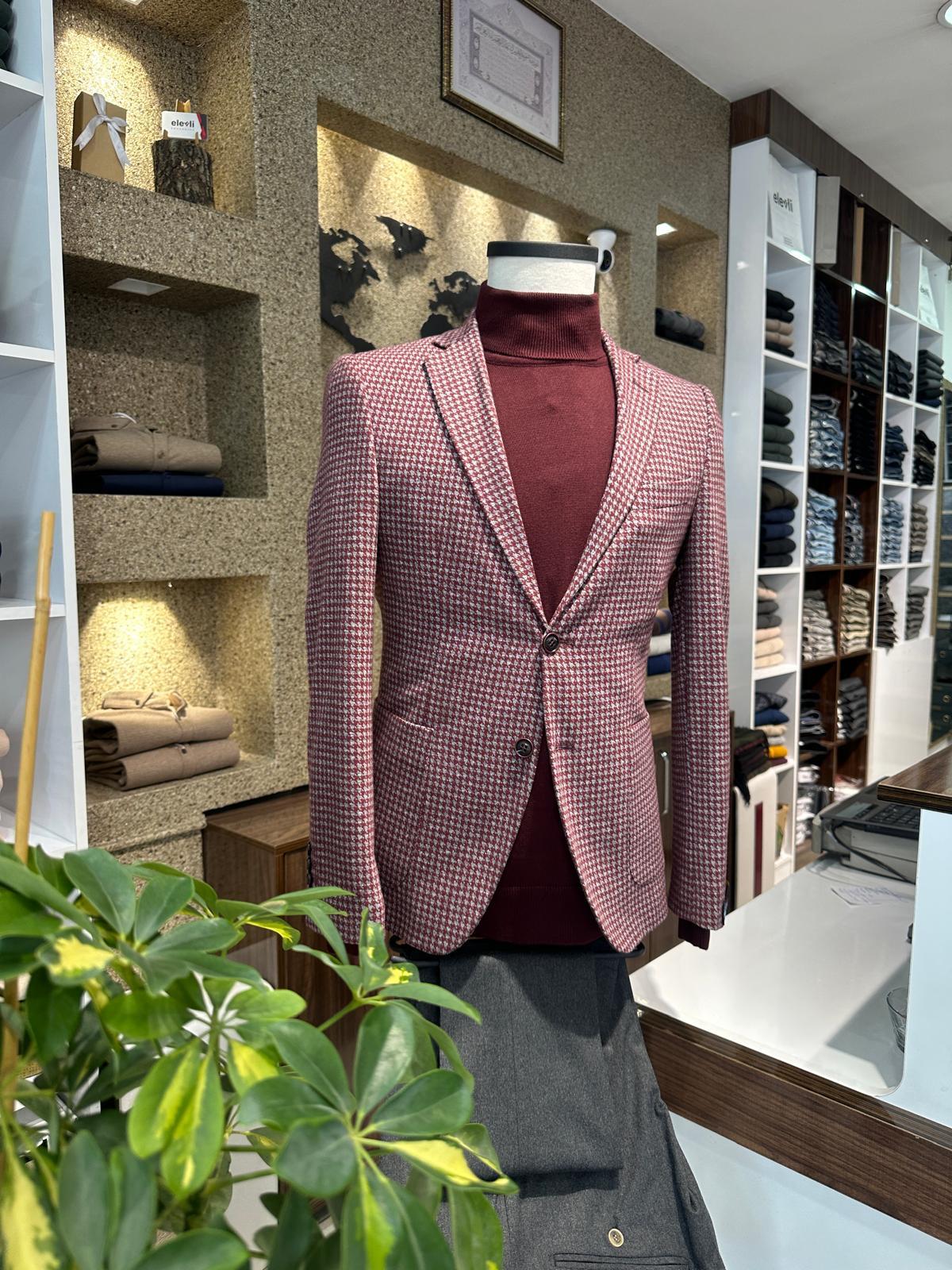 TORBA CEP KAZAYAĞI DESEN SELIM FIT BORDO CEKET
