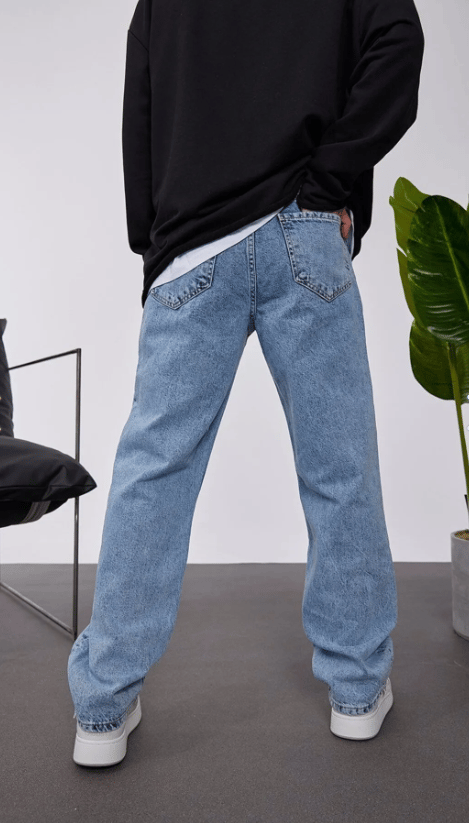 5174 Taşlamalı Açık Mavi Baggy Jean