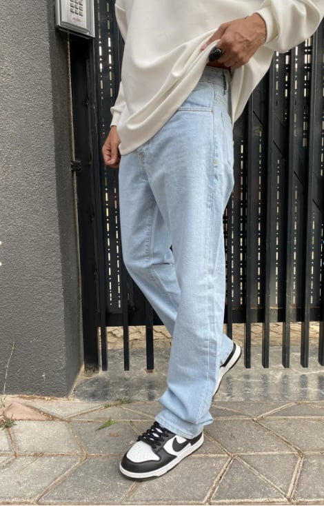Açık Buz Mavi Baggy Pantolon