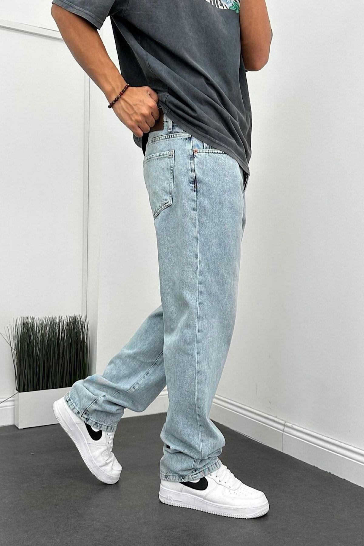 Baggy Bol Kalıp Buz Mavisi Kot Pantolon