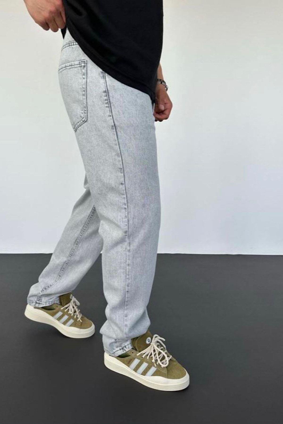 Baggy Bol Kalıp Gri Renk Kot Pantolon