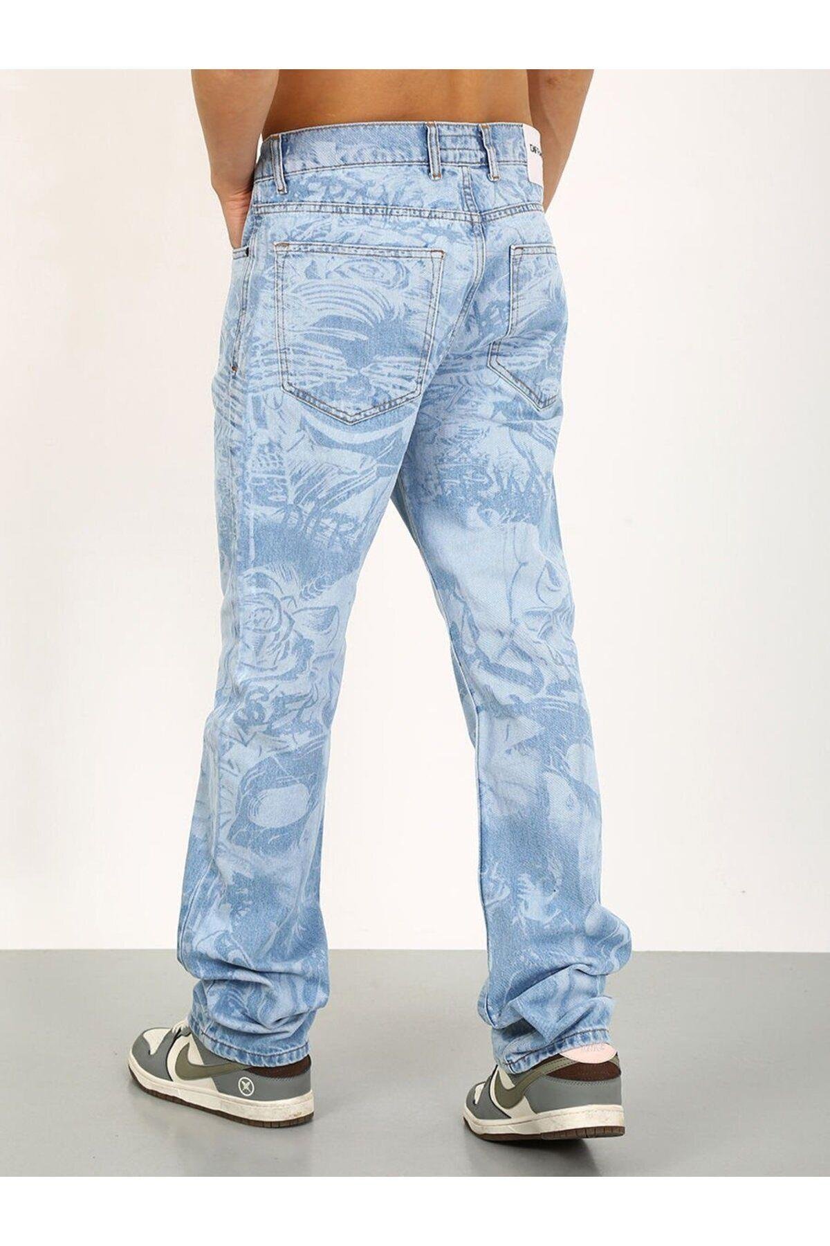 Baggy Desenli Buz Mavi Jean-Buz Mavi - 33