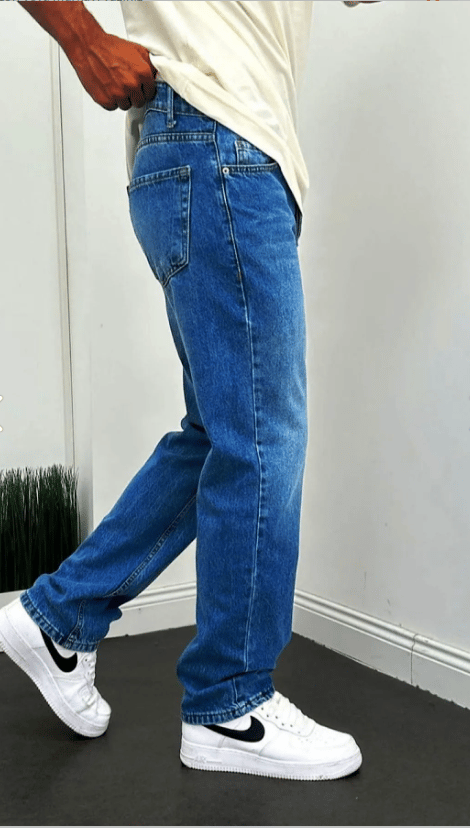 Baggy Rahat Kalıp Lacivert Taşlamalı Kot Pantolon