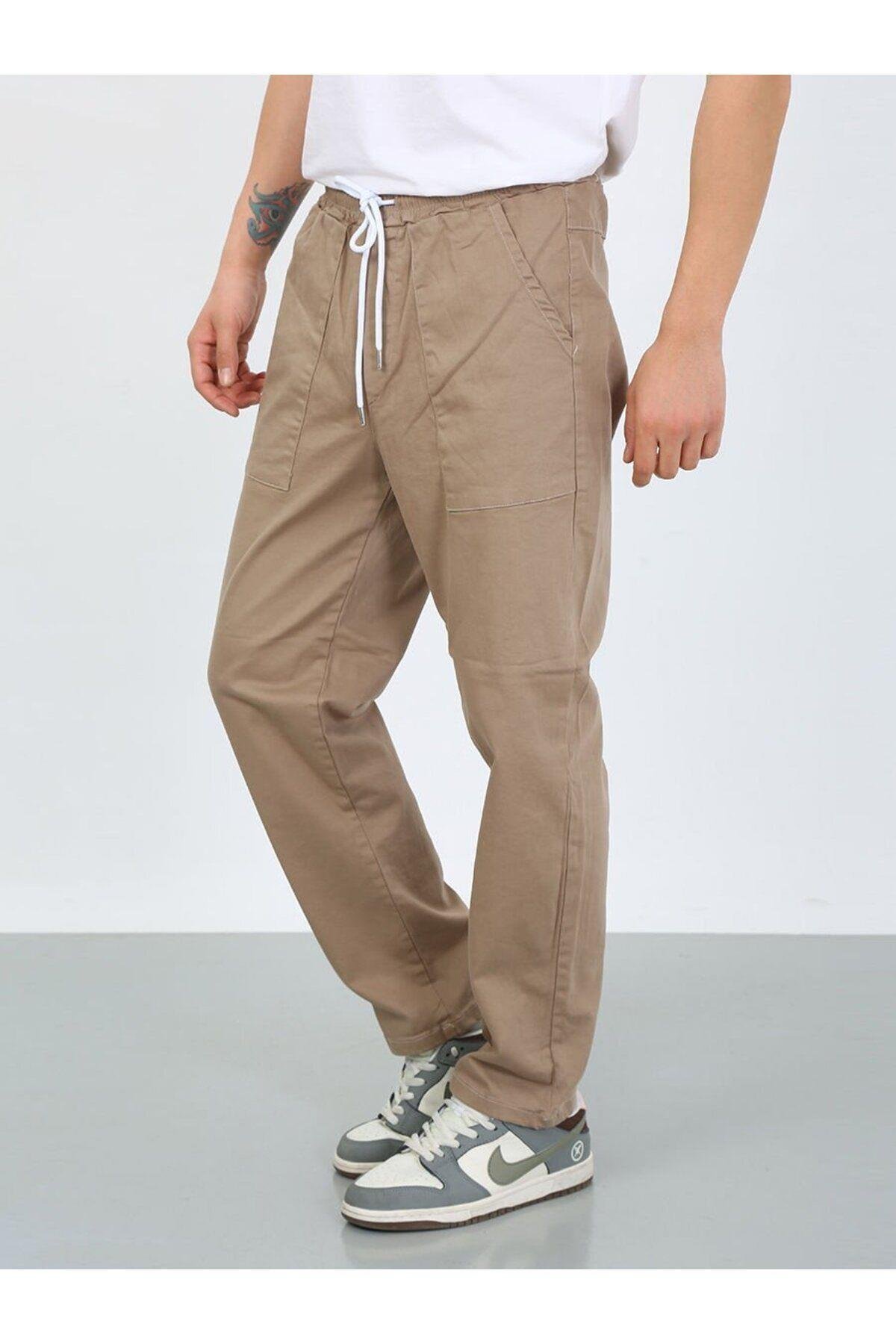 Bej Oversize Premium Sewing Cepli Yürüyüş Pantolonu-bej - L