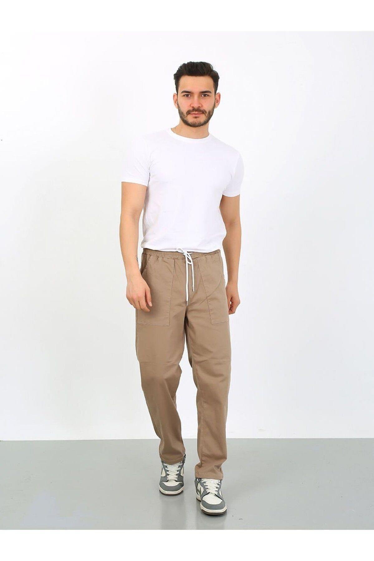 Bej Oversize Premium Sewing Cepli Yürüyüş Pantolonu-bej - L