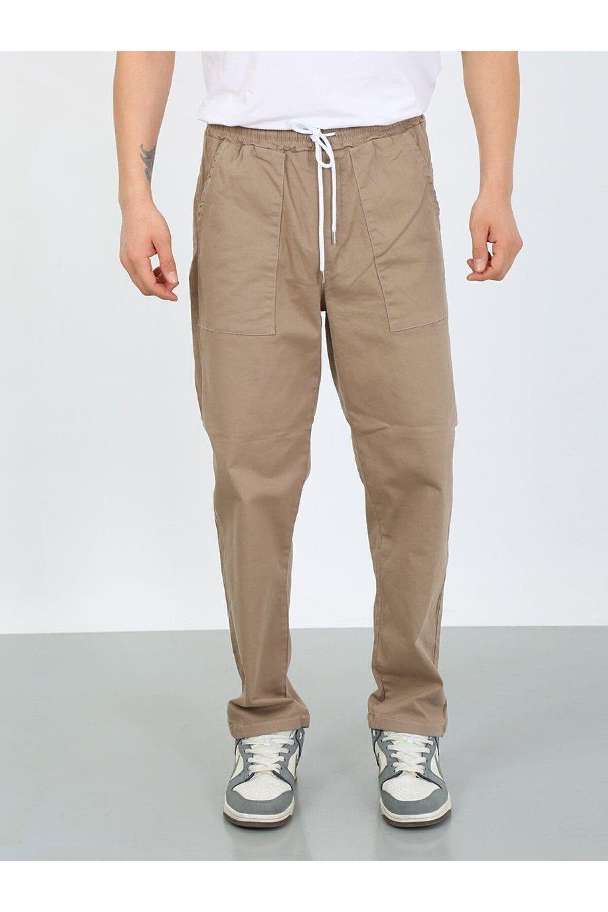 Bej Oversize Premium Sewing Cepli Yürüyüş Pantolonu-bej - L