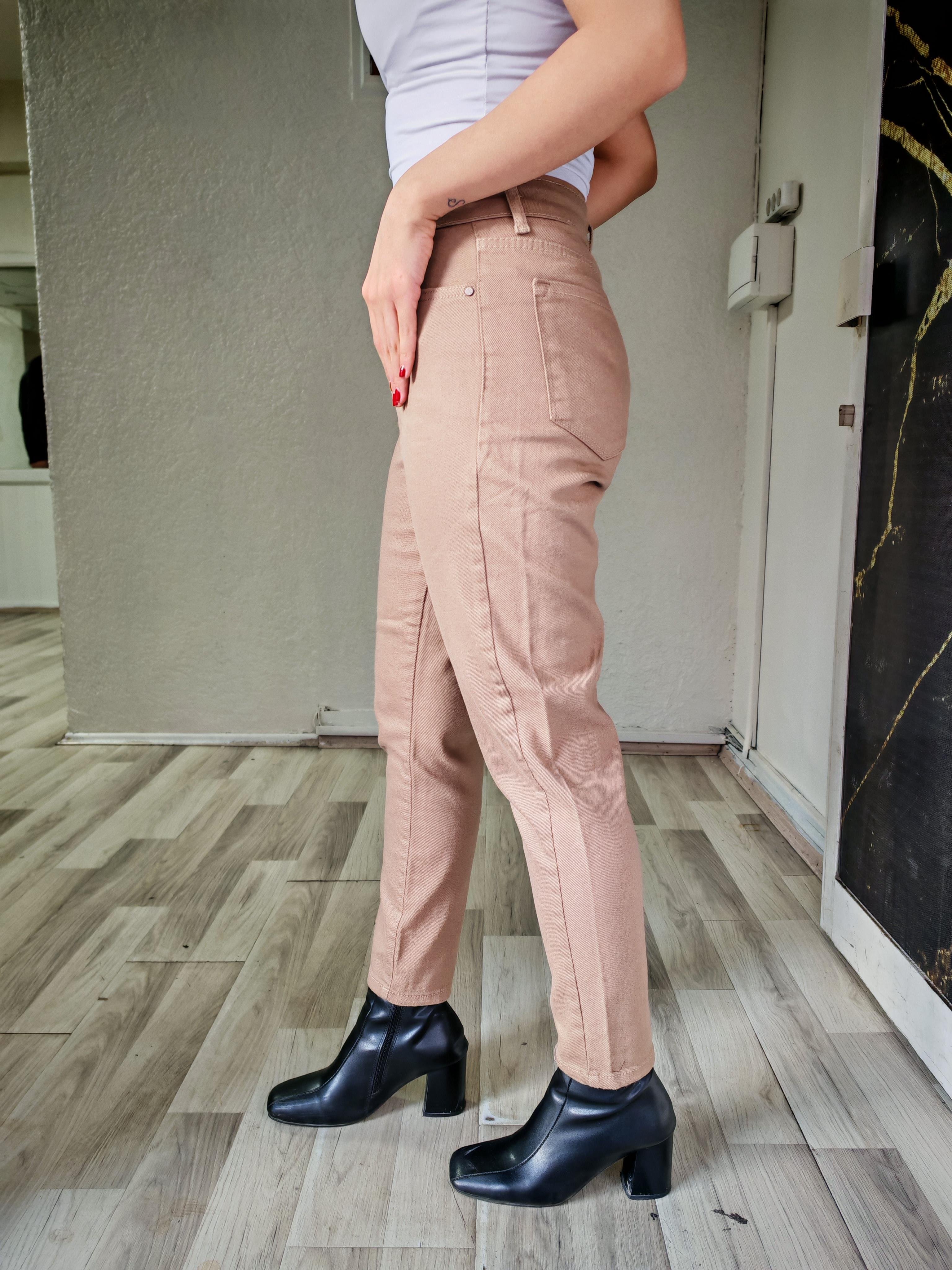 bej renk mom jean kadın pantolon