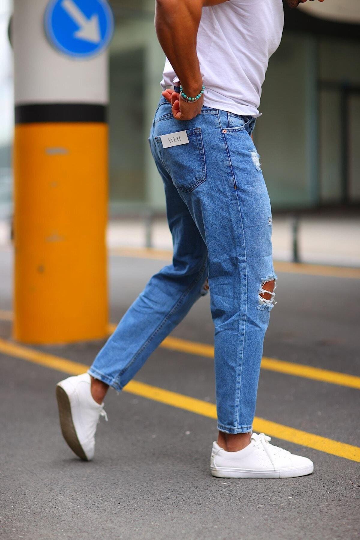Boyfriend Diz Yırtık Modelli Kot Pantolon