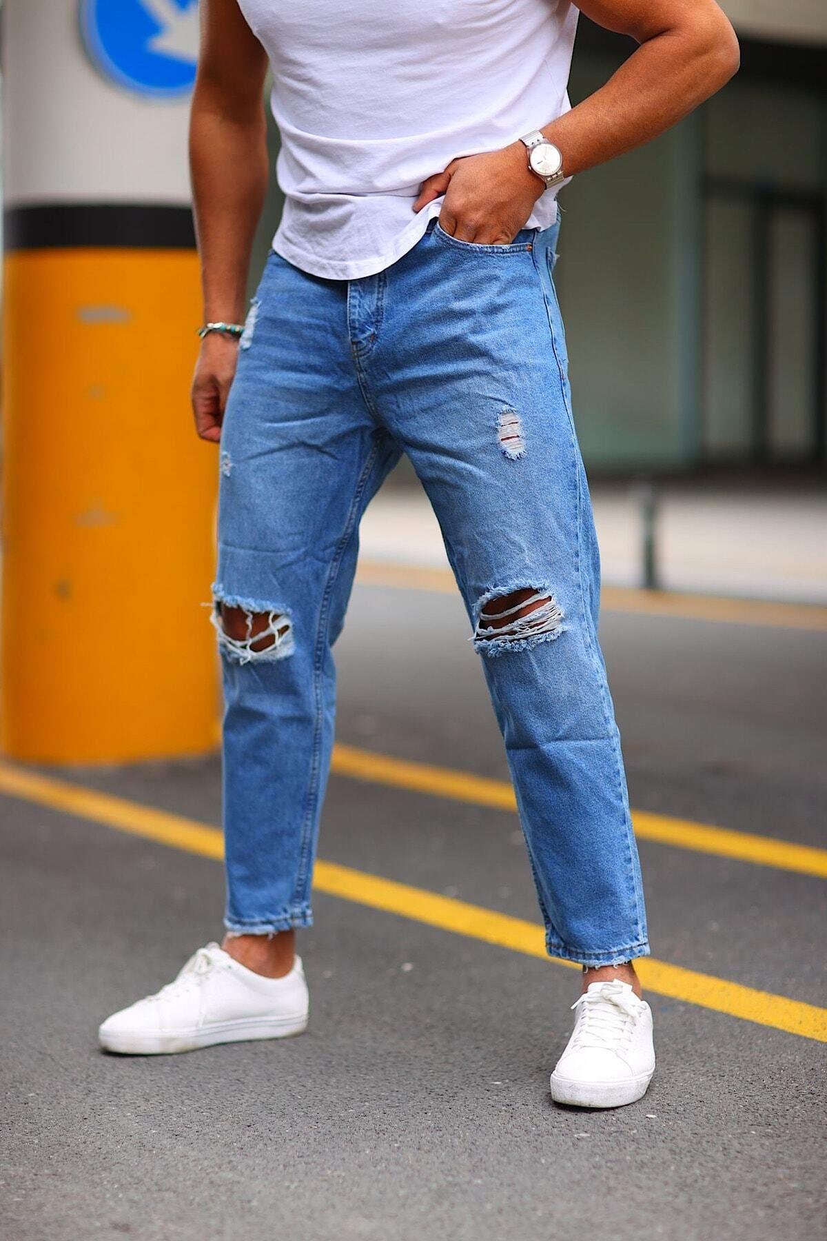 Boyfriend Diz Yırtık Modelli Kot Pantolon