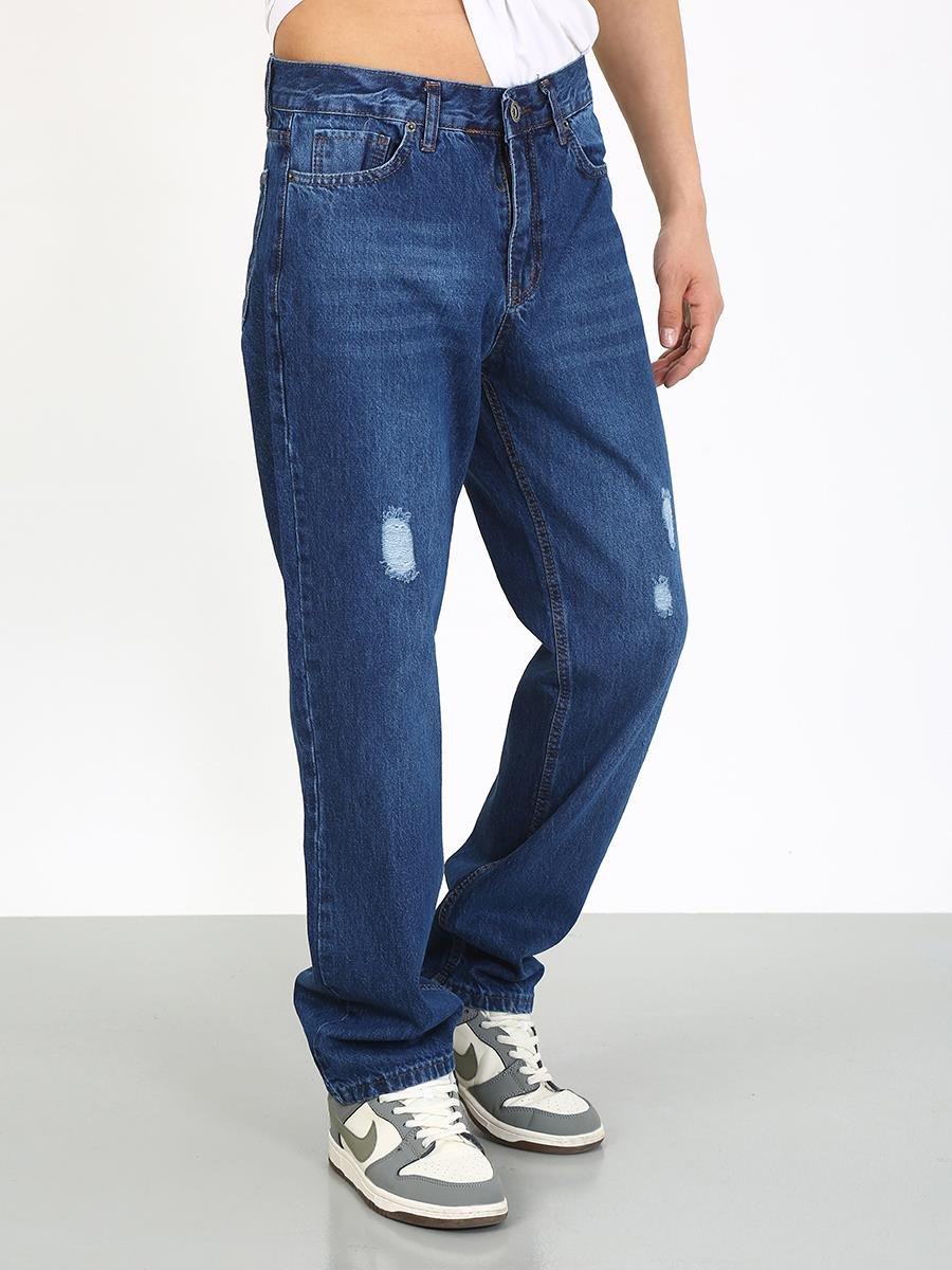 Boyfriend Lazer İşlemli Kot Pantolon