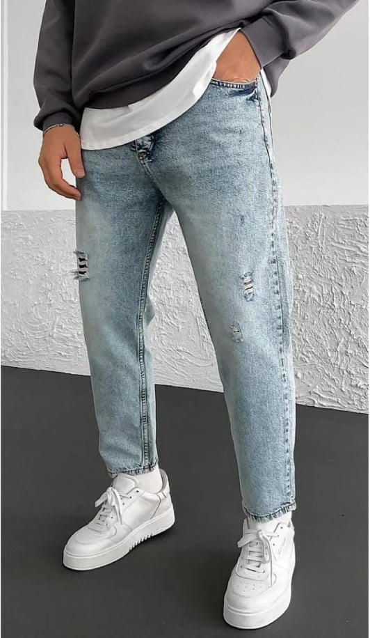Boyfriend Lazer Işlemli Ve Taşlamalı Kot Pantolon