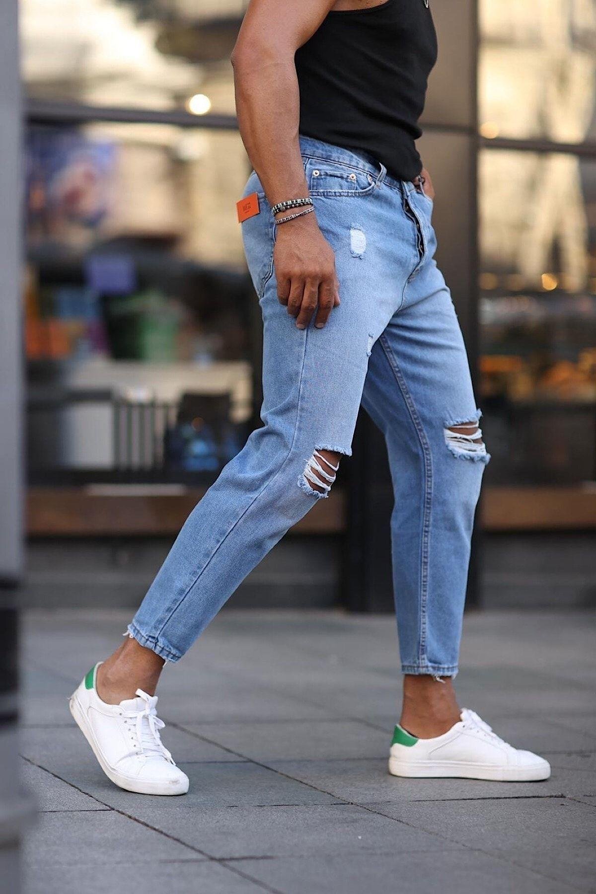 Boyfriend Rahat Kalıp Yırtıklı Kot Pantolon