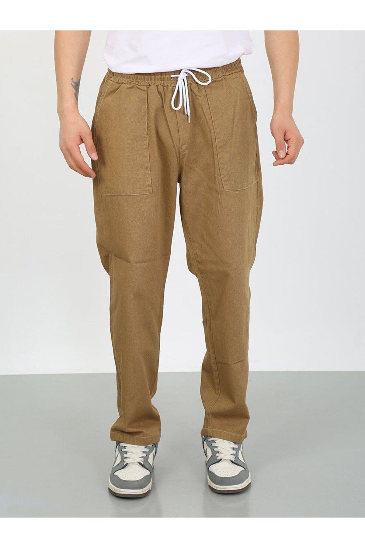 Camel Rengi Oversize Premium Sewing Cepli Yürüyüş Pantolonu-Camel - L