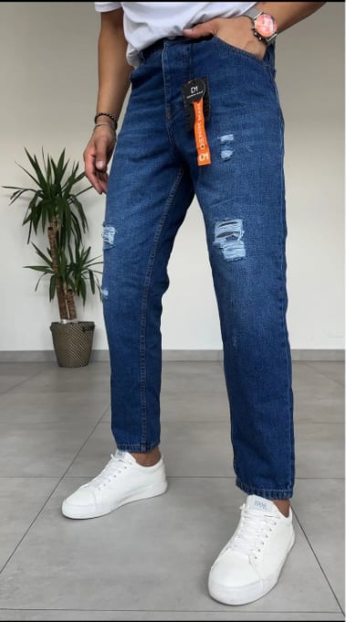 DNMMAN Erkek Boyfriend Fit Yıkamalı Jean Pantolon