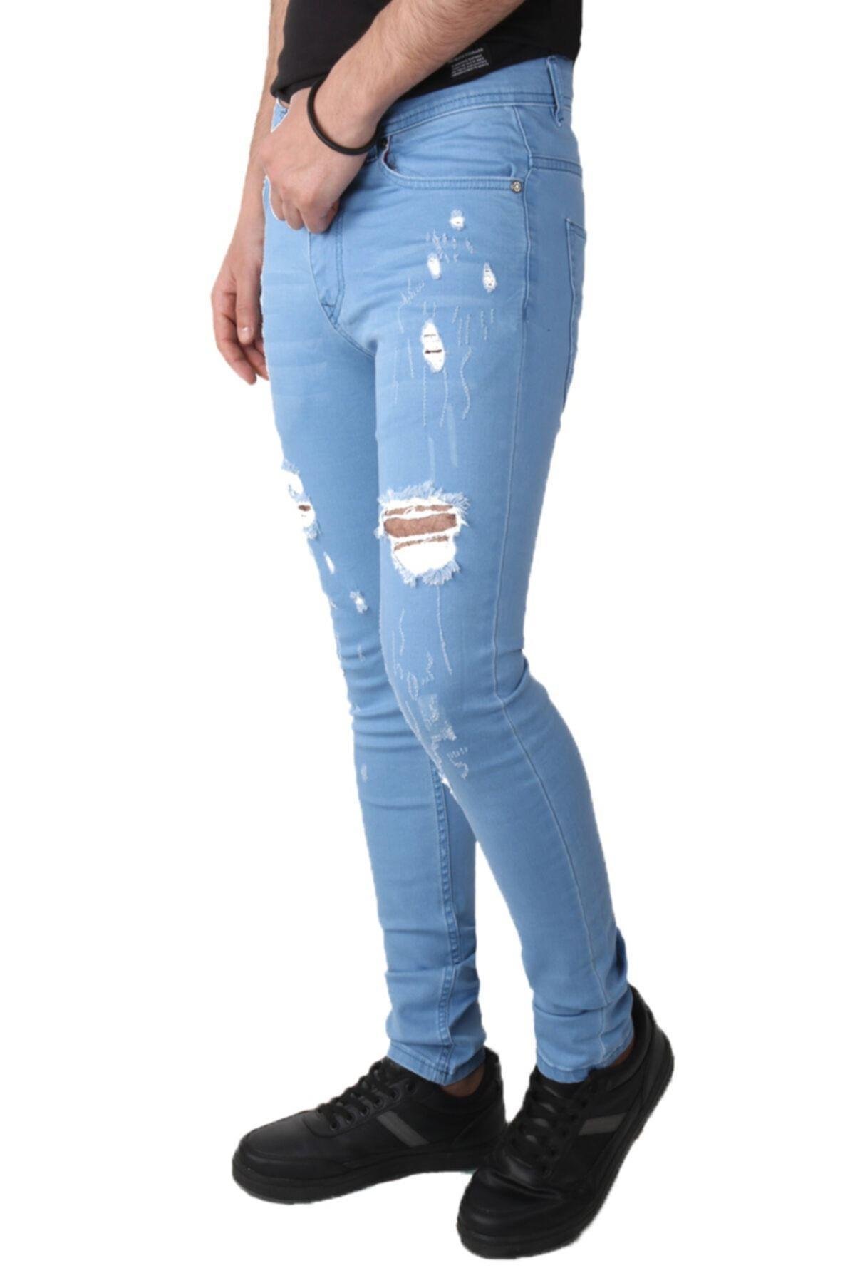 Erkek Açık Mavi Denim Spor Pantolon