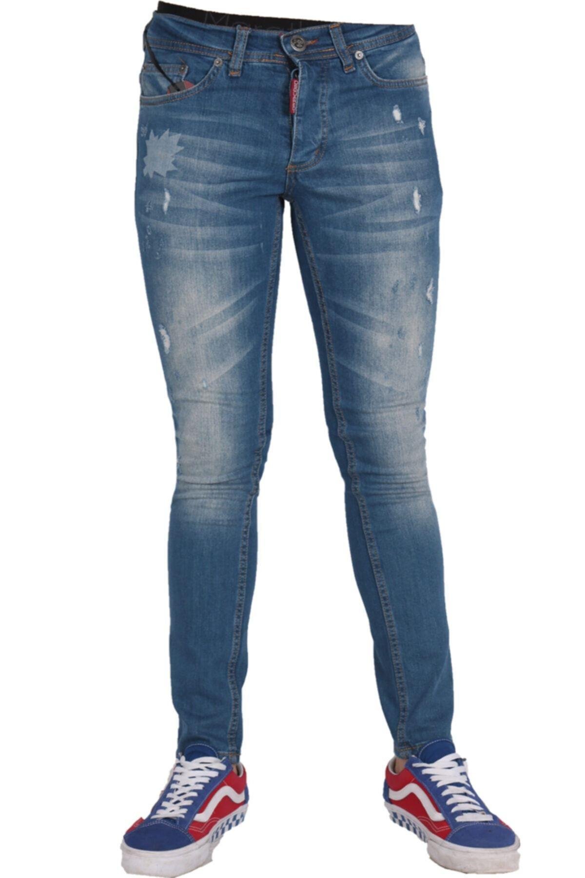 Erkek Denim Elastik Jeans Mavi Kot Pantolon