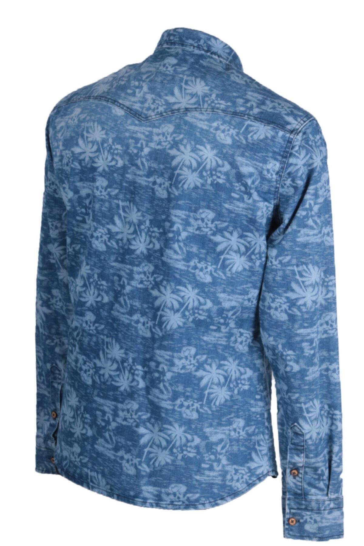 Erkek Denim Gömlek Baskılıtrend