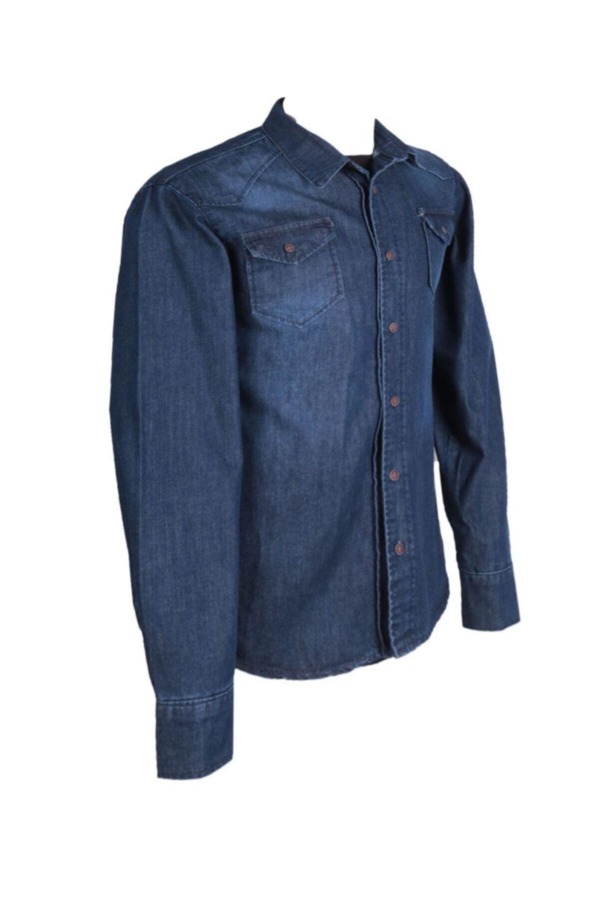 Erkek Denim Mavi Spor Gömlek