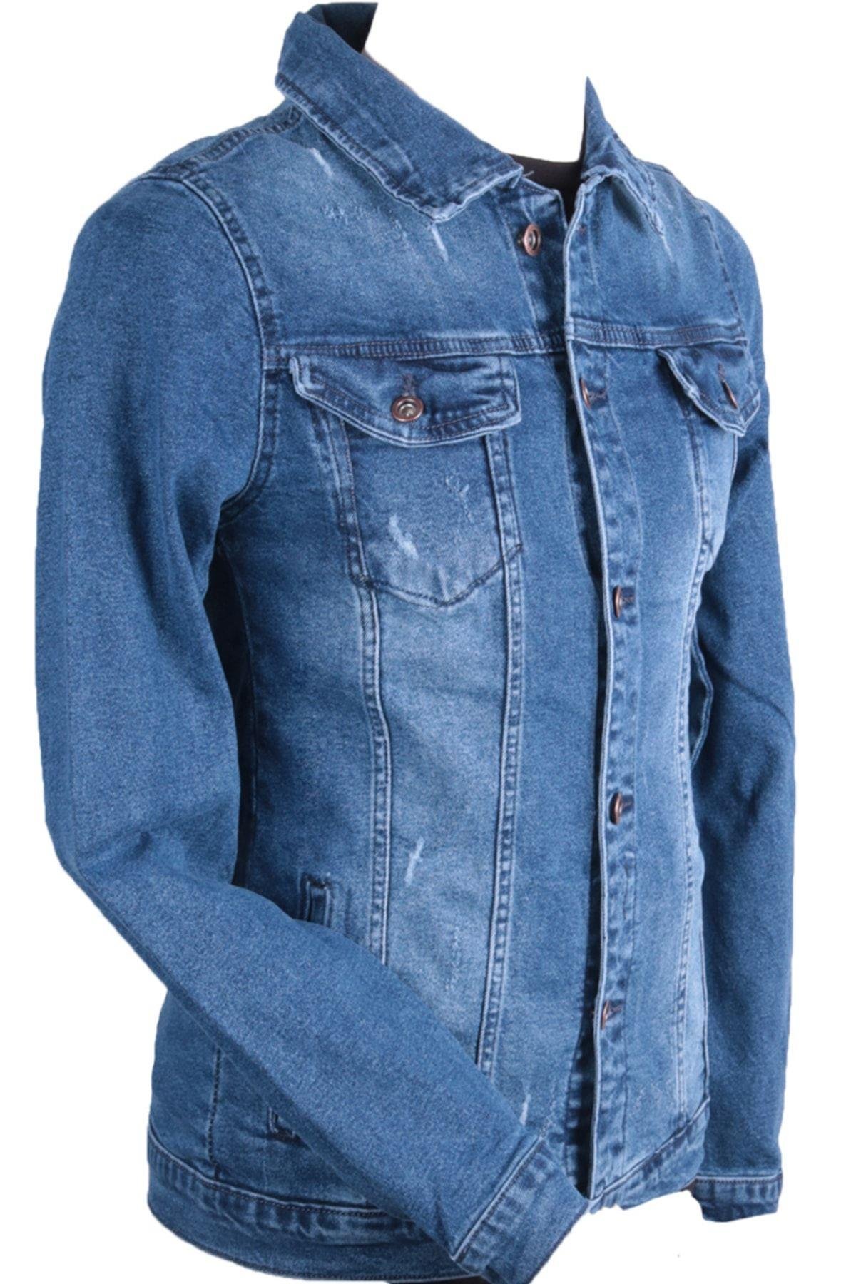 Erkek Denim Mont ,mavi Kot Ceket Vikings Jeans