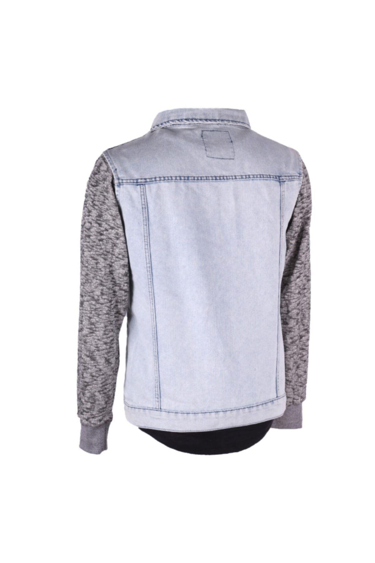 Erkek Denim Mont Polar Kol Buz Mavi Kot Ceket