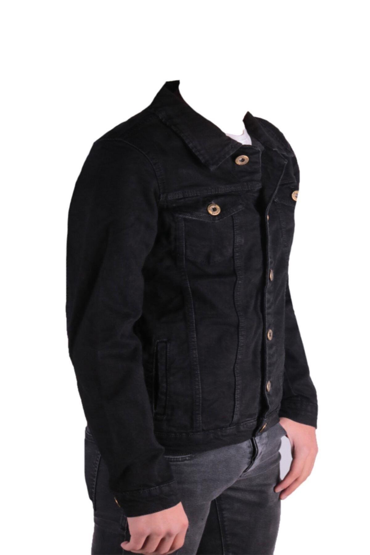 Erkek Denim Mont Trend Siyah Kot Ceket
