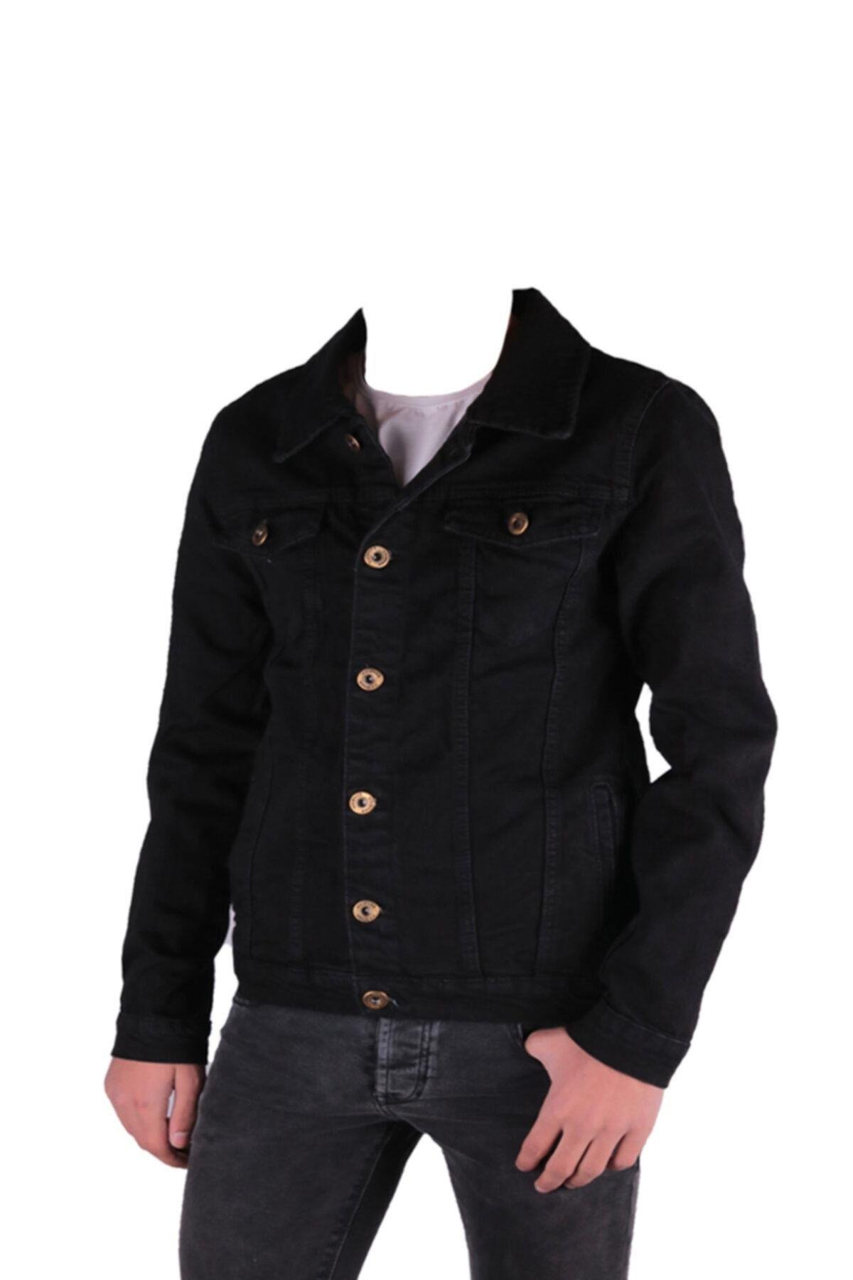 Erkek Denim Mont Trend Siyah Kot Ceket