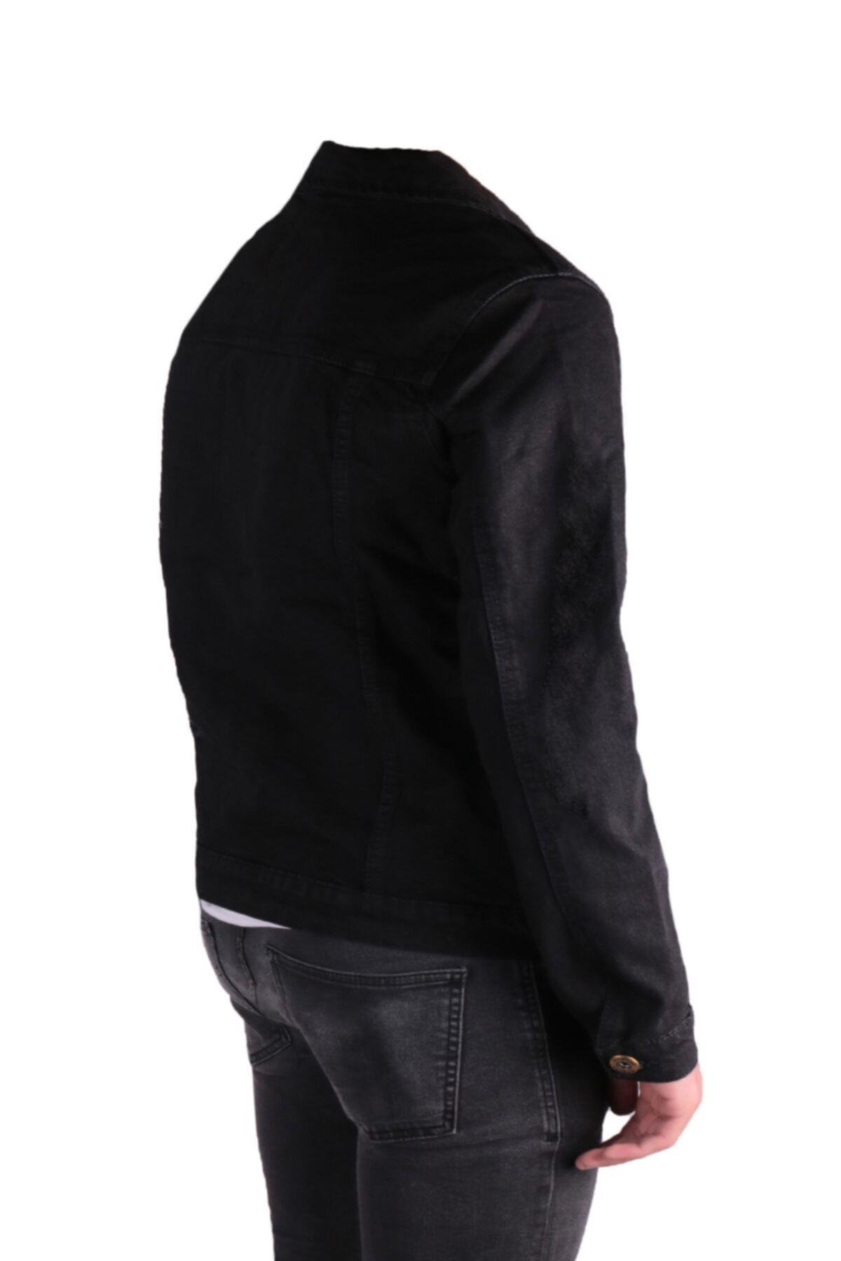 Erkek Denim Mont Trend Siyah Kot Ceket