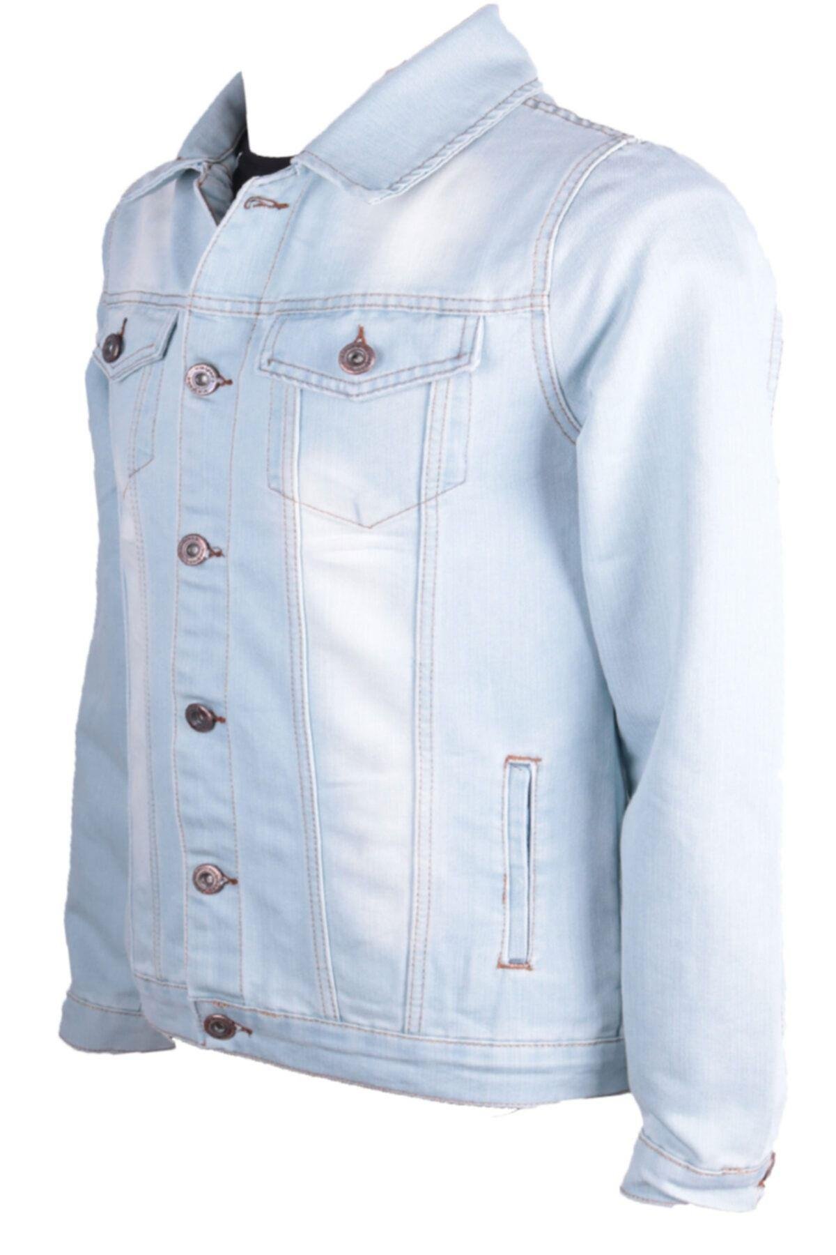 Erkek Denim Mont Trend Spor Giyim Buz Mavi