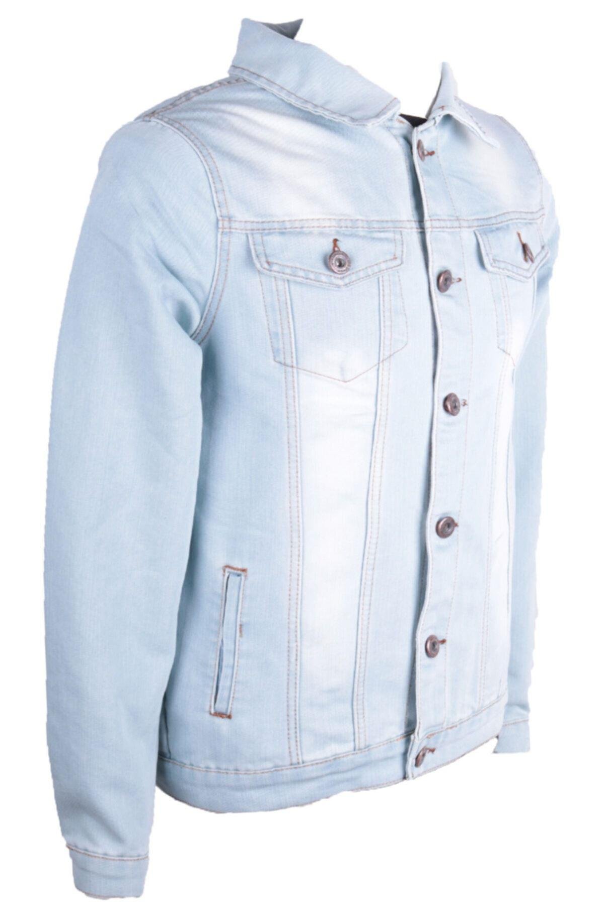 Erkek Denim Mont Trend Spor Giyim Buz Mavi