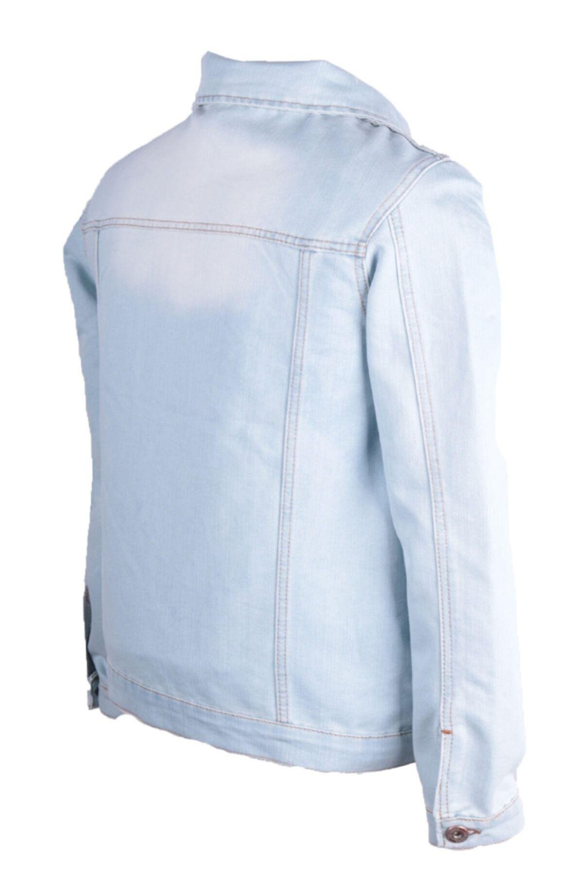 Erkek Denim Mont Trend Spor Giyim Buz Mavi