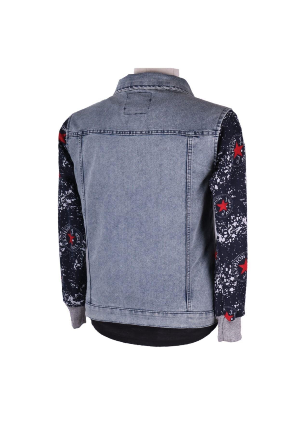 Erkek Denim Mont Yıldız Baskılı Kot Ceket