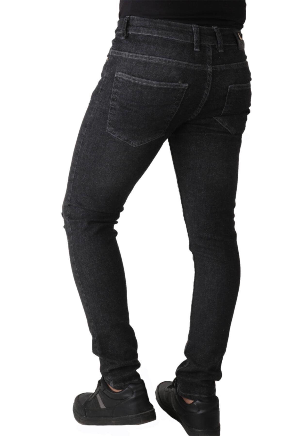 Erkek Denim Pantolon Lzr Işlmli Trend Siyah