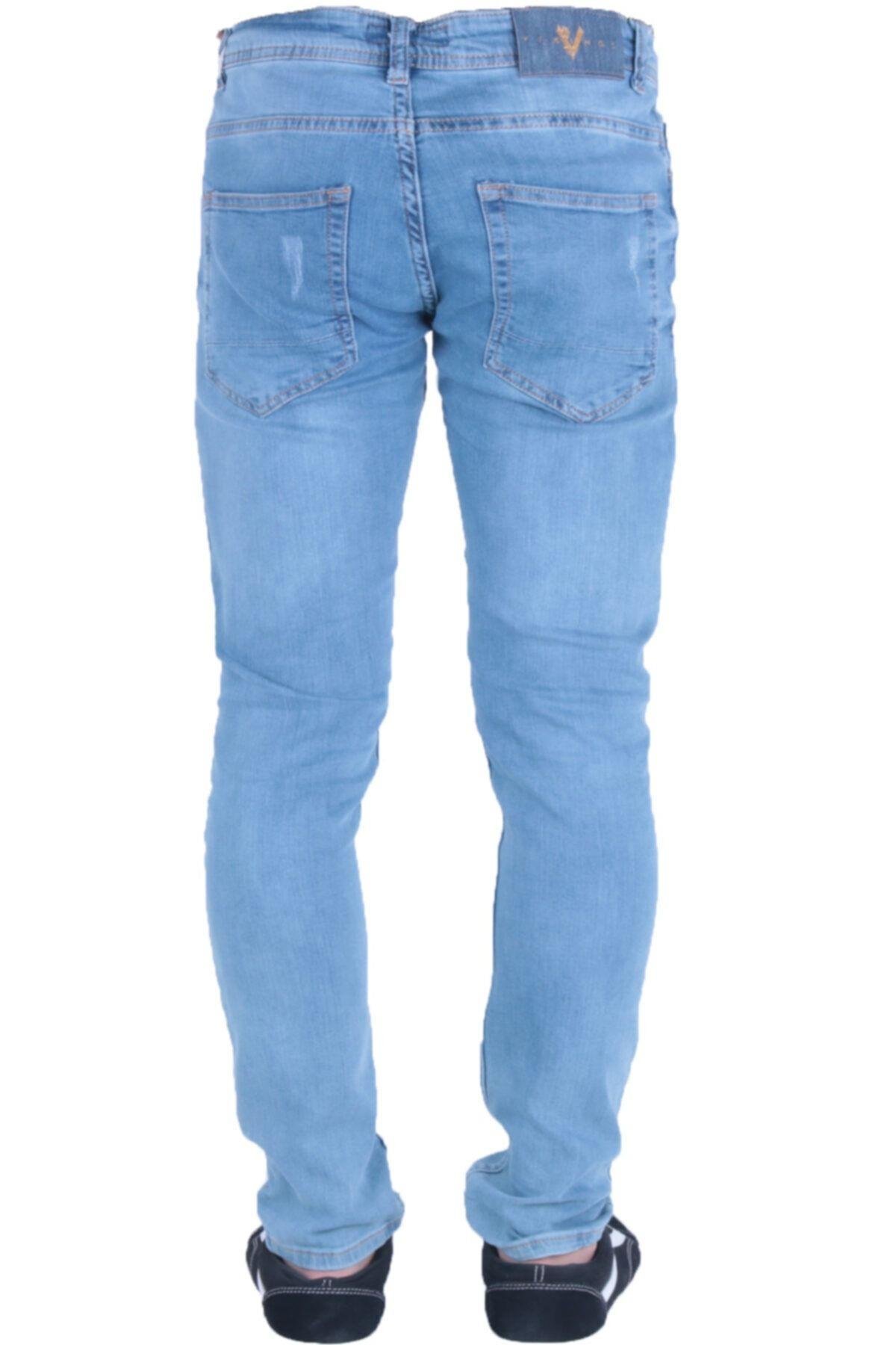 Erkek Denim Prç Ve Lzr Işlmli Spor Giyim Trend Mavi