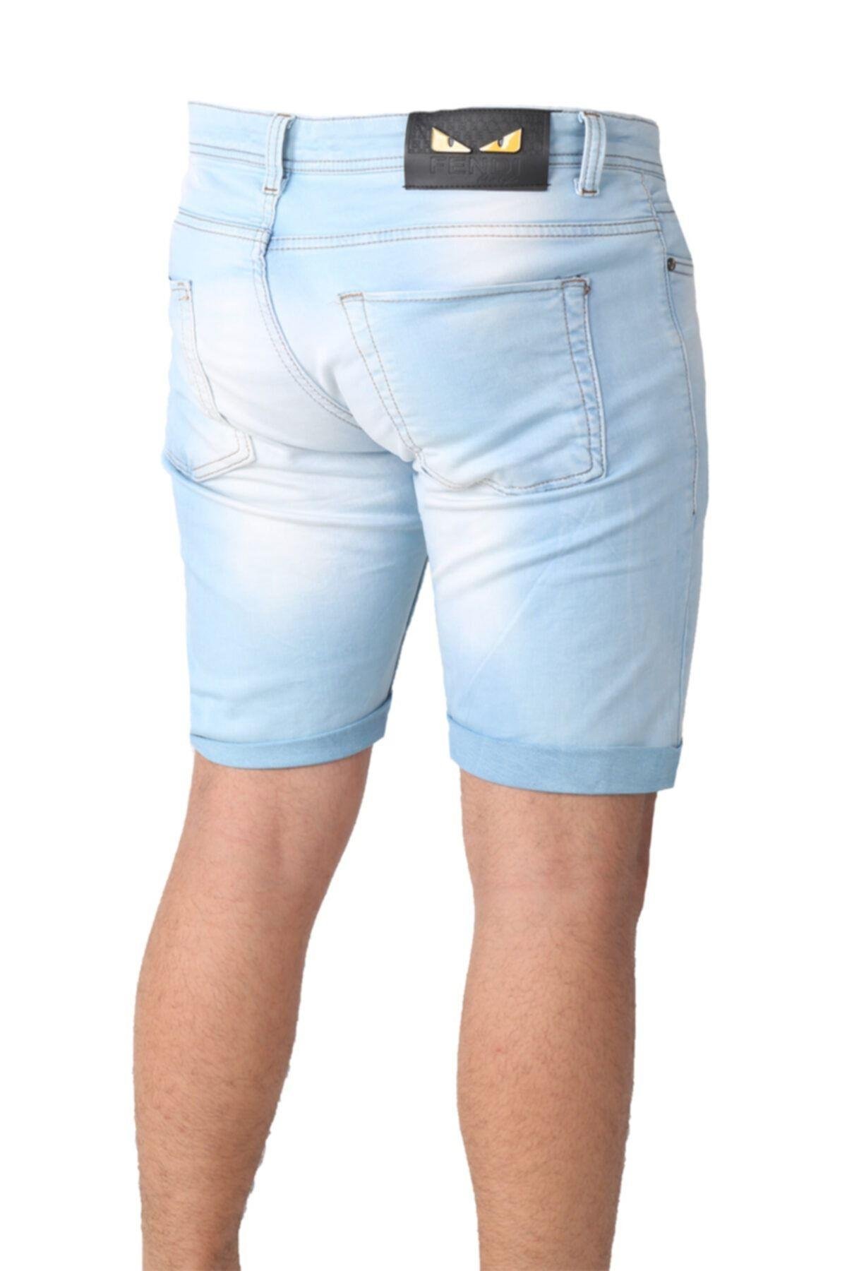 Erkek Denim Şort Buz Mavi Trend