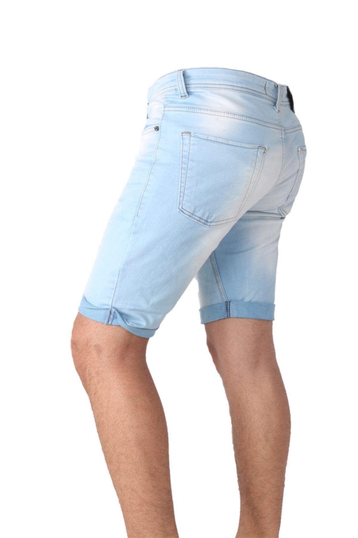 Erkek Denim Şort Buz Mavi Trend